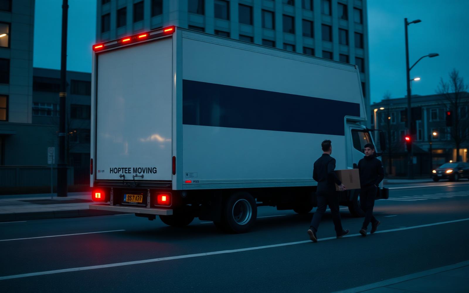 Apex Movers crew loading a moving truck on a city street